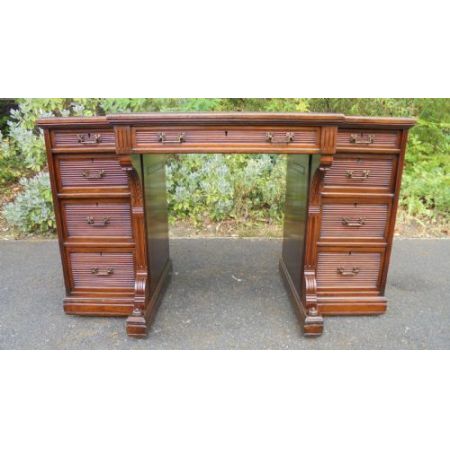 Antiker viktorianischer Pedestal Desk / Schreibtisch aus Mahagoni, by Gillows, englisch, ca 1860