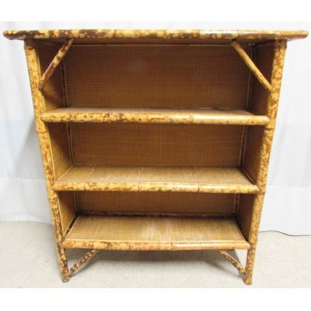 Antikes viktorianisches Open Bookcase / offenes Bücherregal aus Bambus, ca 1870