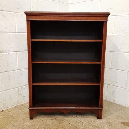 Antikes edwardian Mahagoni offenes Bücherregal um 1900