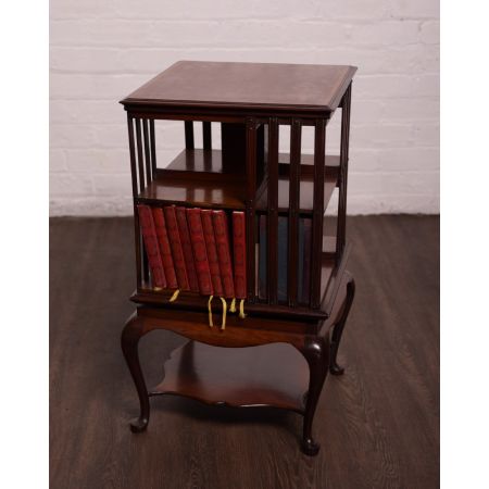antikes eingelegtes Mahagonidrehbücherregal edwardian Stil 