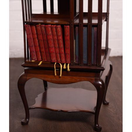 antikes eingelegtes Mahagonidrehbücherregal edwardian Stil 
