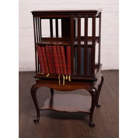 antikes eingelegtes Mahagonidrehbücherregal edwardian Stil 