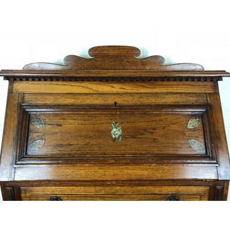 schmales antikes Fallfrontbureau Eiche