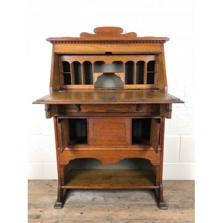 schmales antikes Fallfrontbureau Eiche