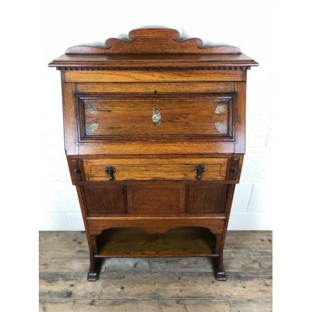 schmales antikes Fallfrontbureau Eiche