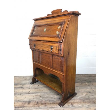 schmales antikes Fallfrontbureau Eiche