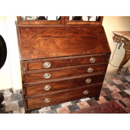 George III Sekretär mit eingebettetem Mahagoni Massivholzschrank Antik Georgianisch