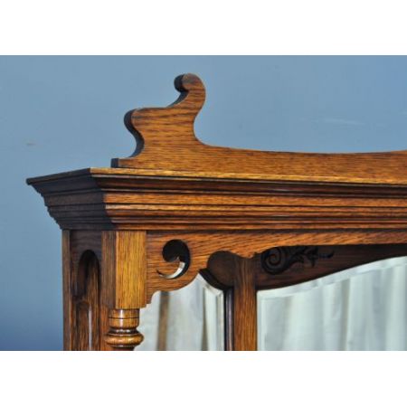 großes antike viktorianische geschnitztes Eichen Sideboard mit Spiegel 