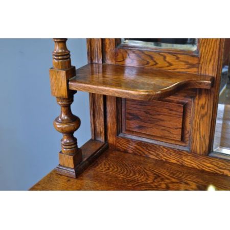 großes antike viktorianische geschnitztes Eichen Sideboard mit Spiegel 