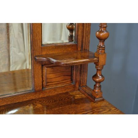 großes antike viktorianische geschnitztes Eichen Sideboard mit Spiegel 