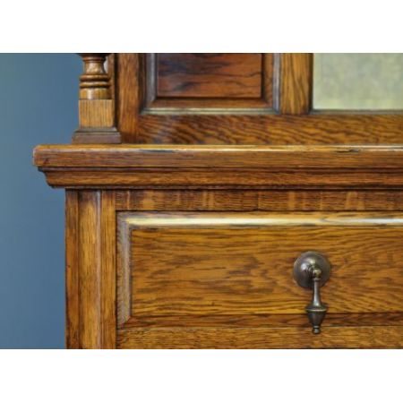 großes antike viktorianische geschnitztes Eichen Sideboard mit Spiegel 