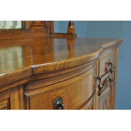 großes antike viktorianische geschnitztes Eichen Sideboard mit Spiegel 