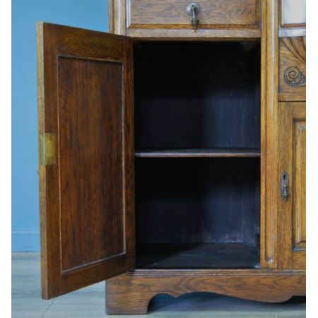 großes antike viktorianische geschnitztes Eichen Sideboard mit Spiegel 