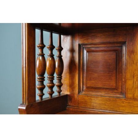 großes antikes viktorianisches stark geschnitztes Spiegel-Sideboard aus Eichenholz