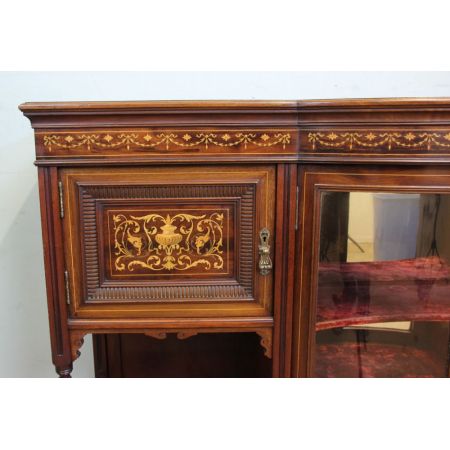 Antikes Mahagonibogen-Sideboard mit Intarsien