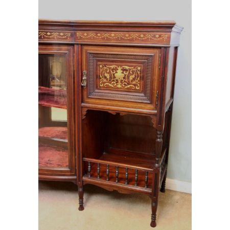 Antikes Mahagonibogen-Sideboard mit Intarsien