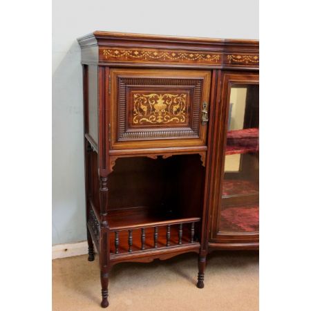 Antikes Mahagonibogen-Sideboard mit Intarsien