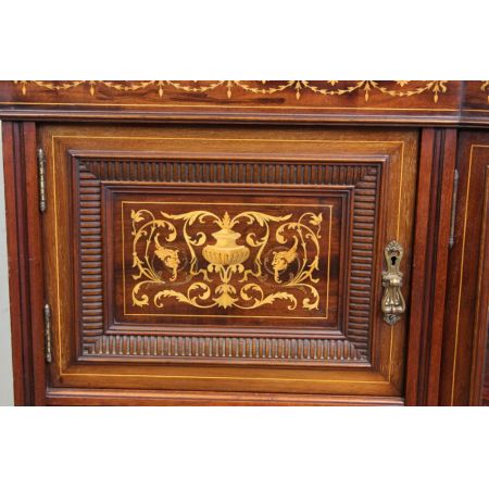 Antikes Mahagonibogen-Sideboard mit Intarsien