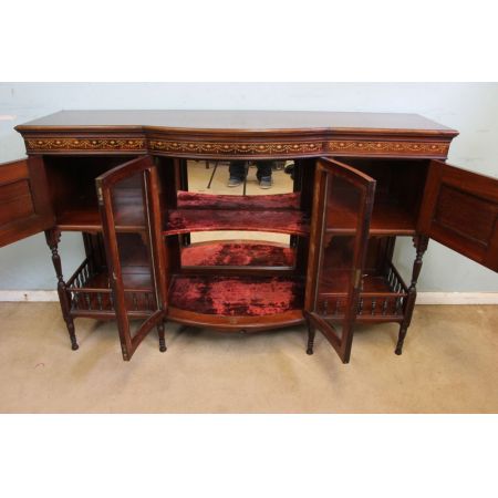 Antikes Mahagonibogen-Sideboard mit Intarsien