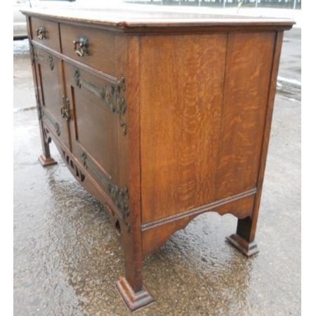 antikes Jugendstil Sideboard aus massiver Eiche