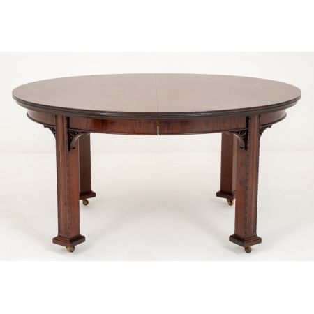 Ausziehbarer ovaler Mahagoni-Esstisch antik