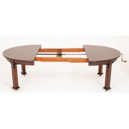 Ausziehbarer ovaler Mahagoni-Esstisch antik