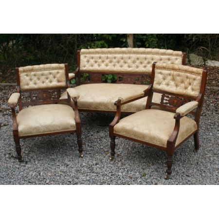 Salon Garnitur Sofa mit zwei Stühlen antik Palisanderholzmöbel edwardianisch