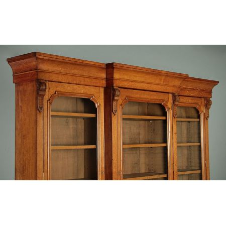 Bibliothek, Bücherregal aus blasser Eiche 1860, antik