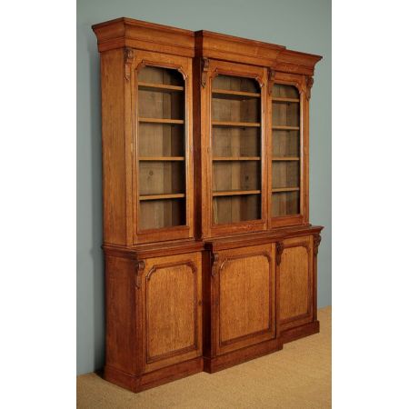 Bibliothek, Bücherregal aus blasser Eiche 1860, antik