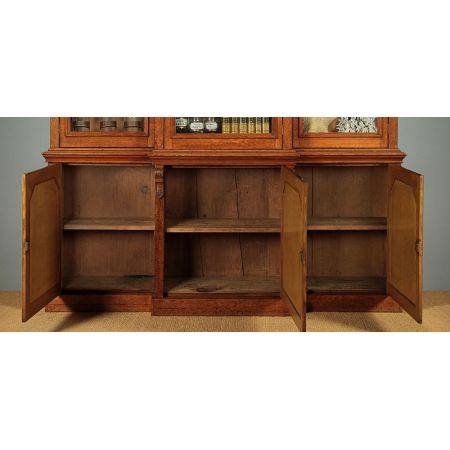 Bibliothek, Bücherregal aus blasser Eiche 1860, antik