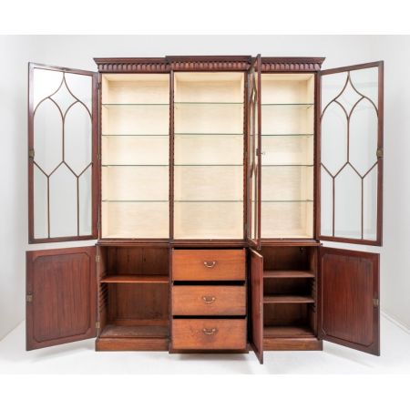  3 Tür Mahagoni Breakfront Bücherregal, Regentschaftsstil 