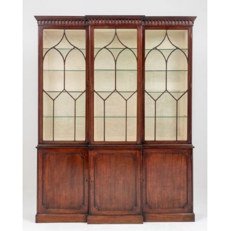  3 Tür Mahagoni Breakfront Bücherregal, Regentschaftsstil 