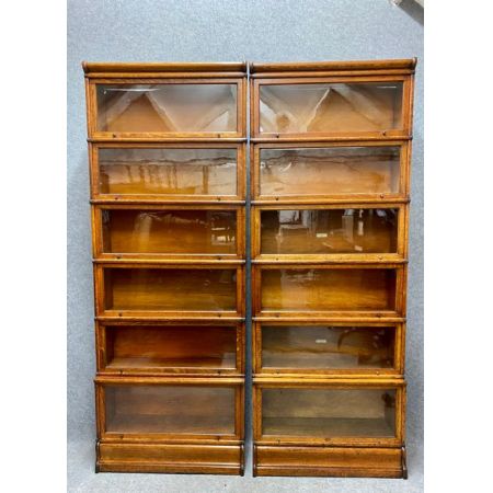 GlobeWernicke Paar Eiche Bücherregale Massivholz antik ca 1920