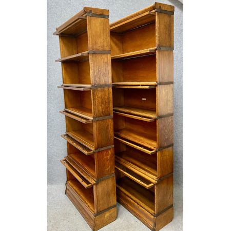 GlobeWernicke Paar Eiche Bücherregale Massivholz antik ca 1920