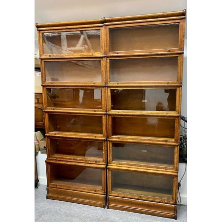 GlobeWernicke Paar Eiche Bücherregale Massivholz antik ca 1920