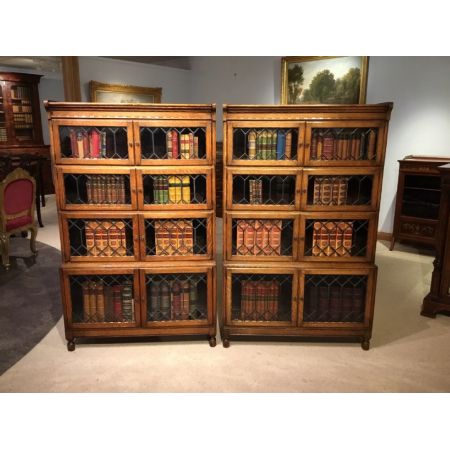 Antikes Paar Eichenholz Bücherschränke Massivholz ca 1920