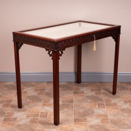 Antike edwardianische Vitrine / Bijouterie / Display Table aus Mahagoni, ca 1890