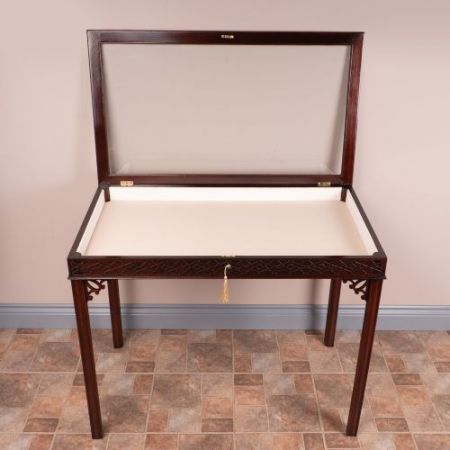 Antike edwardianische Vitrine / Bijouterie / Display Table aus Mahagoni, ca 1890