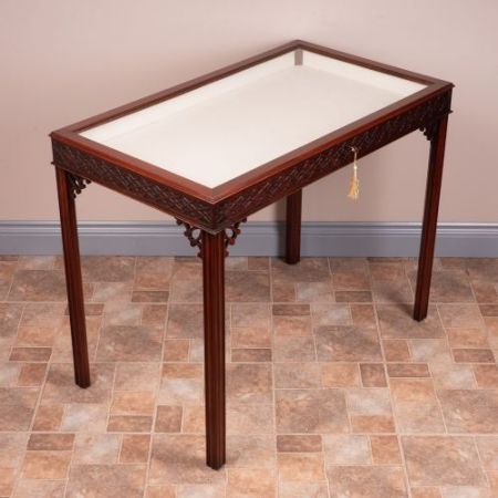 Antike edwardianische Vitrine / Bijouterie / Display Table aus Mahagoni, ca 1890