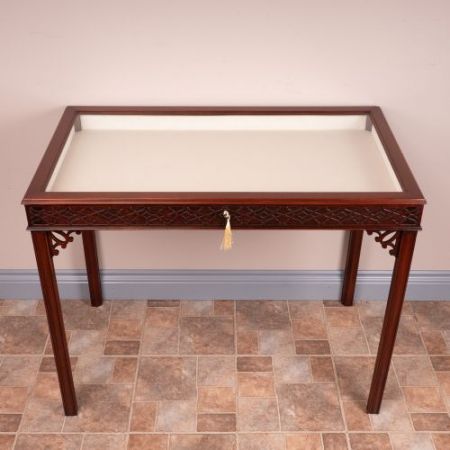 Antike edwardianische Vitrine / Bijouterie / Display Table aus Mahagoni, ca 1890