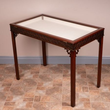 Antike edwardianische Vitrine / Bijouterie / Display Table aus Mahagoni, ca 1890