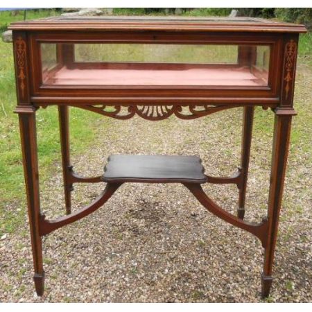 Antiker edwardianischer Vitrinen Tisch / Display Table / Bijouterie Table aus Mahagoni, ca 1900
