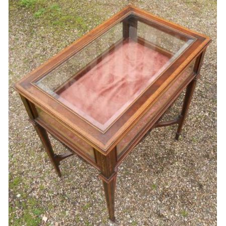 Antiker edwardianischer Vitrinen Tisch / Display Table / Bijouterie Table aus Mahagoni, ca 1900