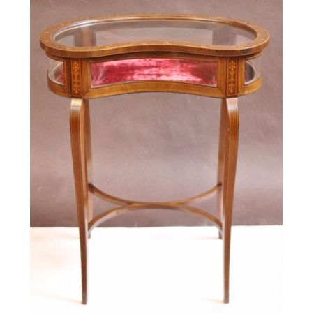 Edwardianischer Mahagoni Abstelltisch mit Vitrine Massivholz antik ca 1890