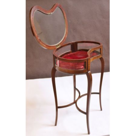 Edwardianischer Mahagoni Abstelltisch mit Vitrine Massivholz antik ca 1890