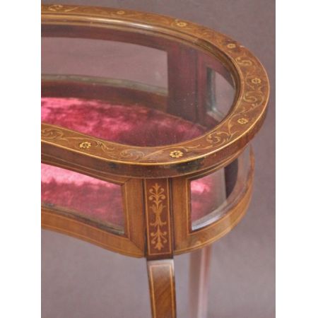 Edwardianischer Mahagoni Abstelltisch mit Vitrine Massivholz antik ca 1890