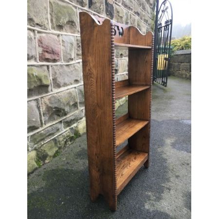 antikes offenes Bücherregal aus massiver Eiche