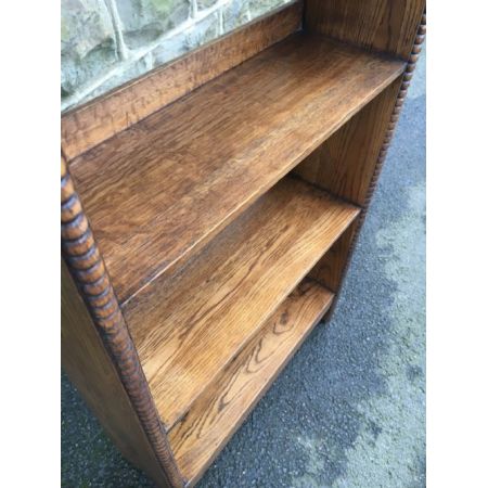 antikes offenes Bücherregal aus massiver Eiche