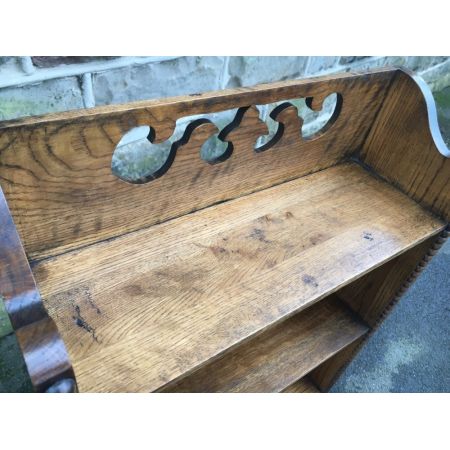 antikes offenes Bücherregal aus massiver Eiche