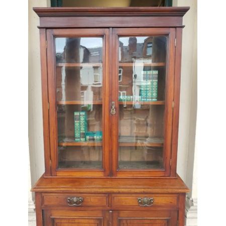 antikes Bücherregal aus Walnuss, edwardianisch 